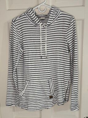 Roxy White & Navy Striped Hooded Pullover